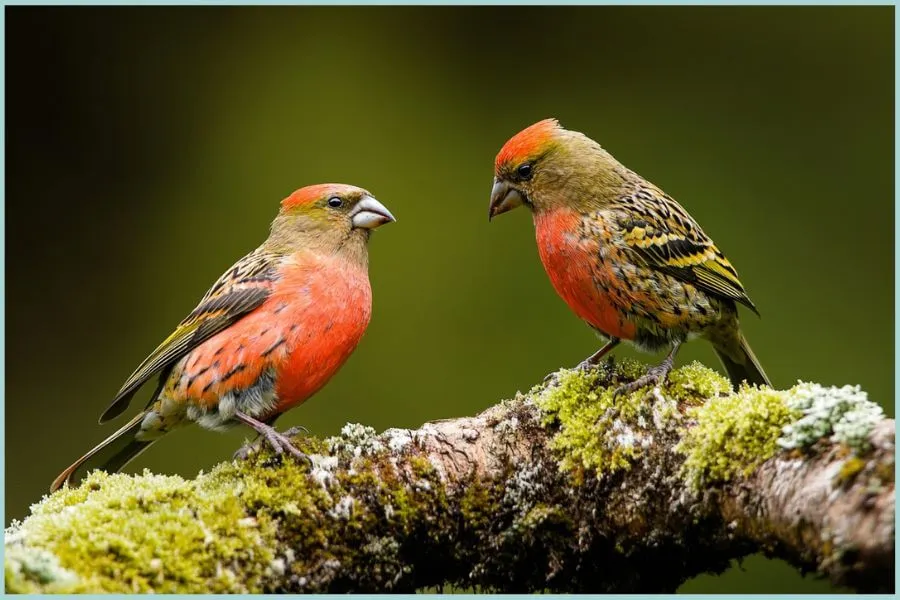 Crossbill bird with a unique beak shape designed for prying open pine cones