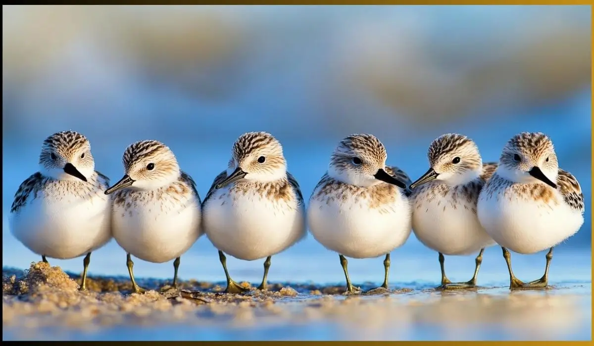 Various small birds with long beaks, including hummingbirds, curlews, and kingfishers, in their natural habitats