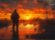 Duck hunters in Argentina preparing for a hunt near wetlands with gear and decoys