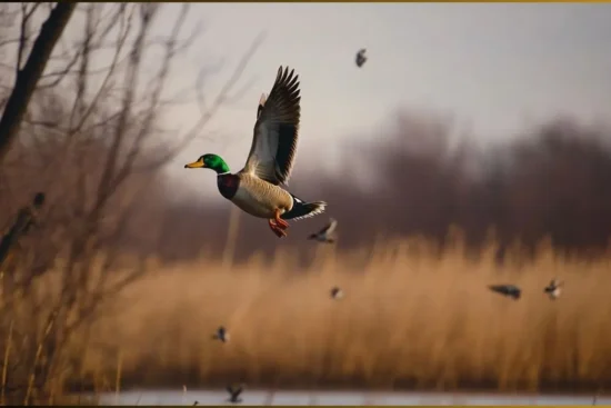 Duck hunters in Kansas wetlands preparing for the 2024 hunting season with gear and decoys