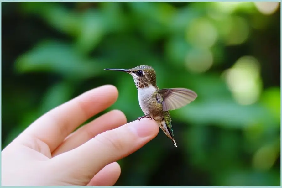 Bee hummingbird, the smallest bird on Earth, hovering near a flower while sipping nectar